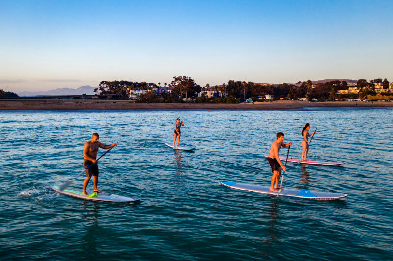 Stand up paddlers in the Dana Point Harbor